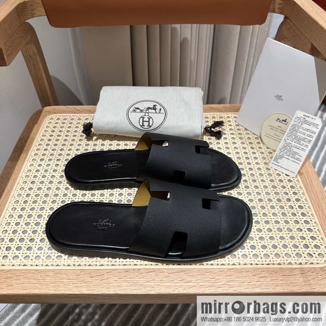 Hermes Hermès Italian imported leather classic men's slippers