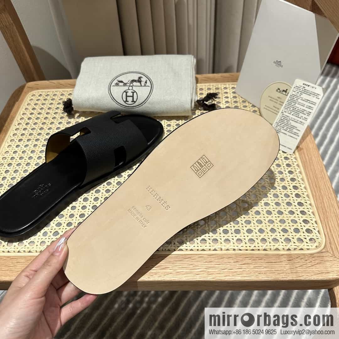 Hermes Hermès Italian imported leather classic men's slippers