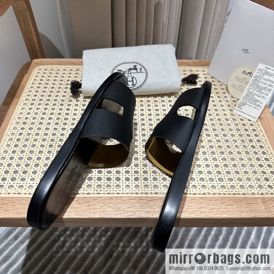 Hermes Hermès Italian imported leather classic men's slippers