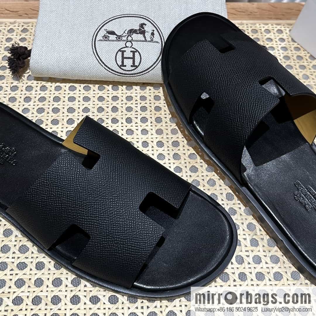 Hermes Hermès Italian imported leather classic men's slippers