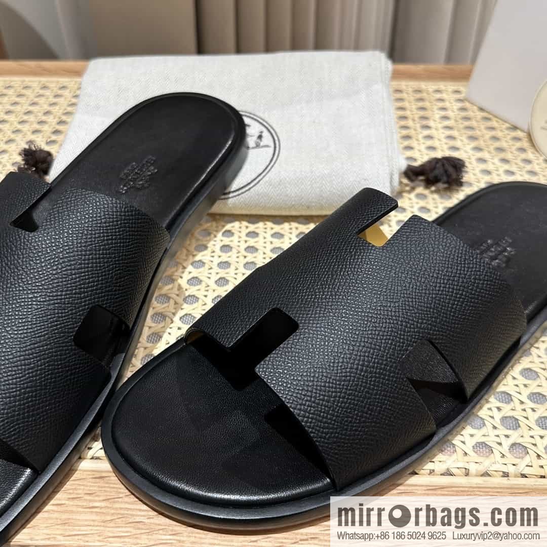 Hermes Hermès Italian imported leather classic men's slippers