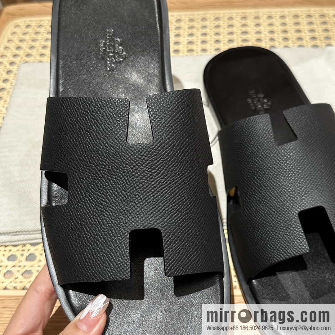 Hermes Hermès Italian imported leather classic men's slippers