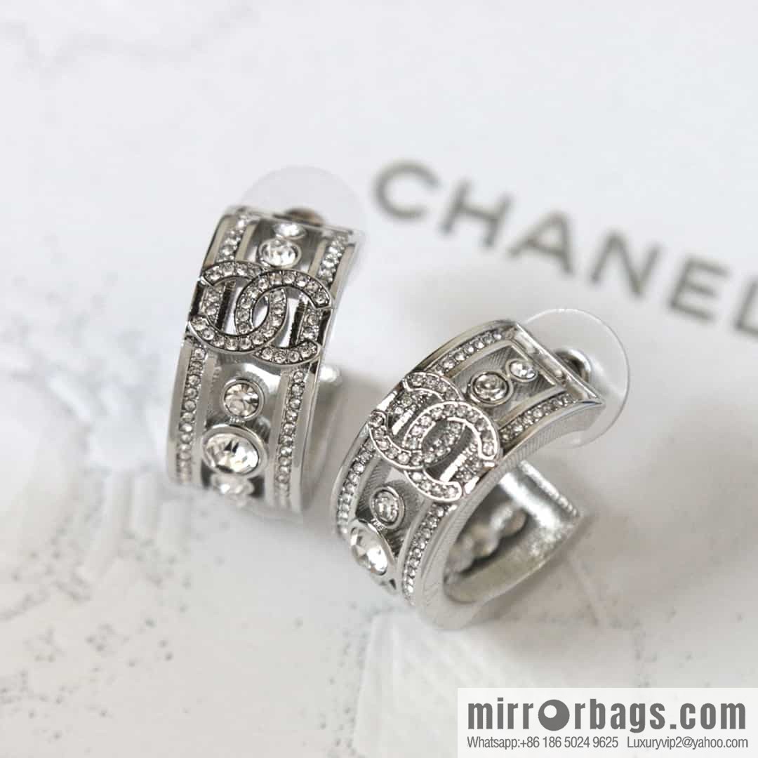 New ☑️ Chanel C1 double c semi-round diamond stud earrings