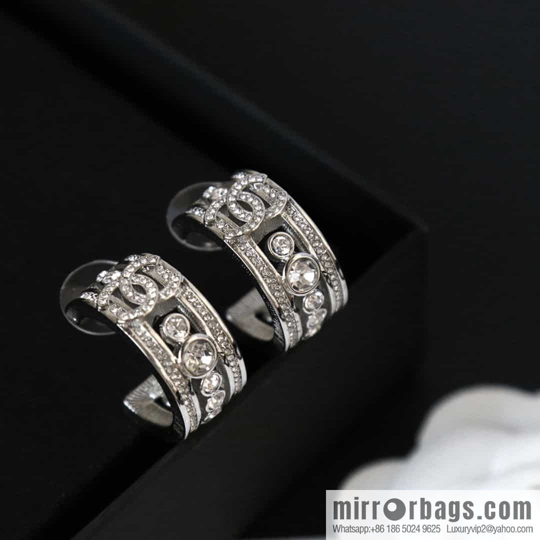 New ☑️ Chanel C1 double c semi-round diamond stud earrings