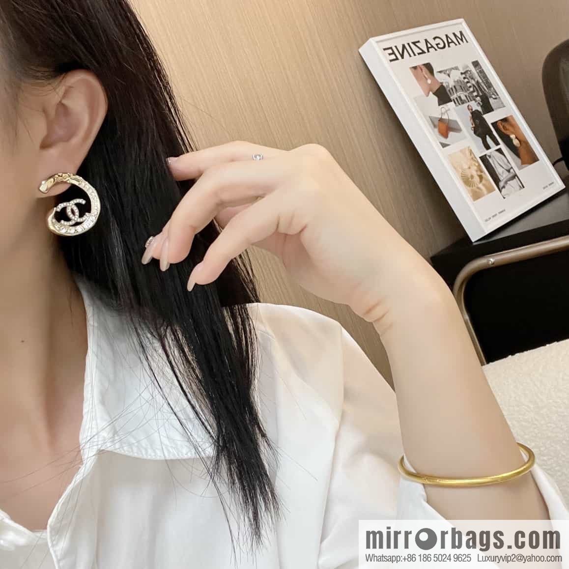 New ☑️ Chanel C1 double c semi-round stud earrings