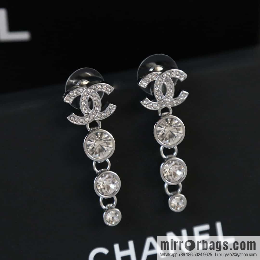 New ☑️ Chanel C4 double c round diamond stud earrings