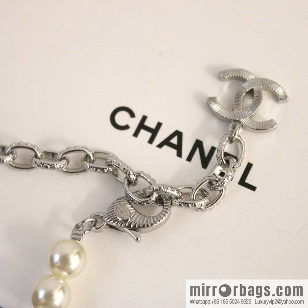 New ☑️ Chanel double c half pearl half diamond necklace