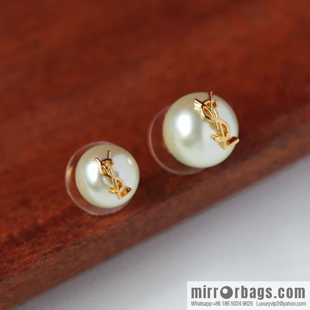 Saint Laurent YSL size pearl stud earrings