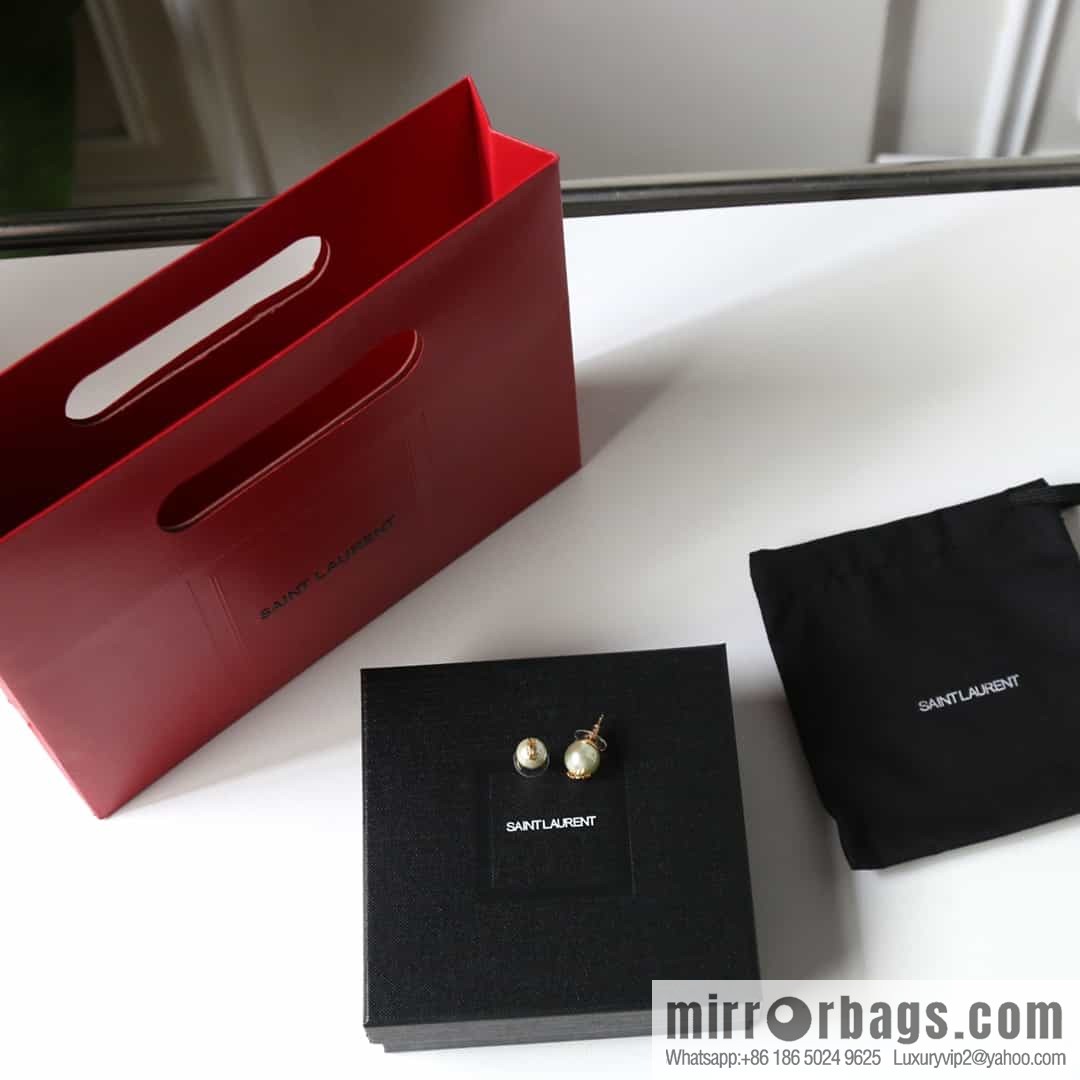 Saint Laurent YSL size pearl stud earrings