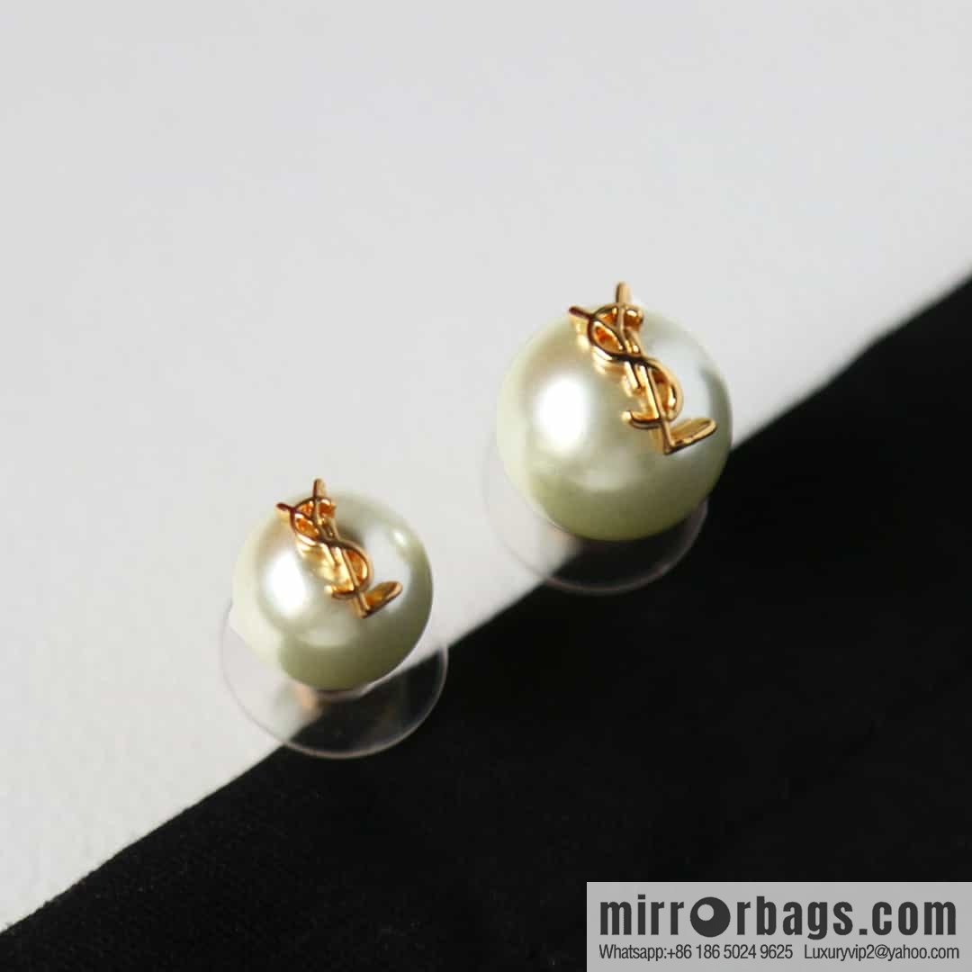 Saint Laurent YSL size pearl stud earrings