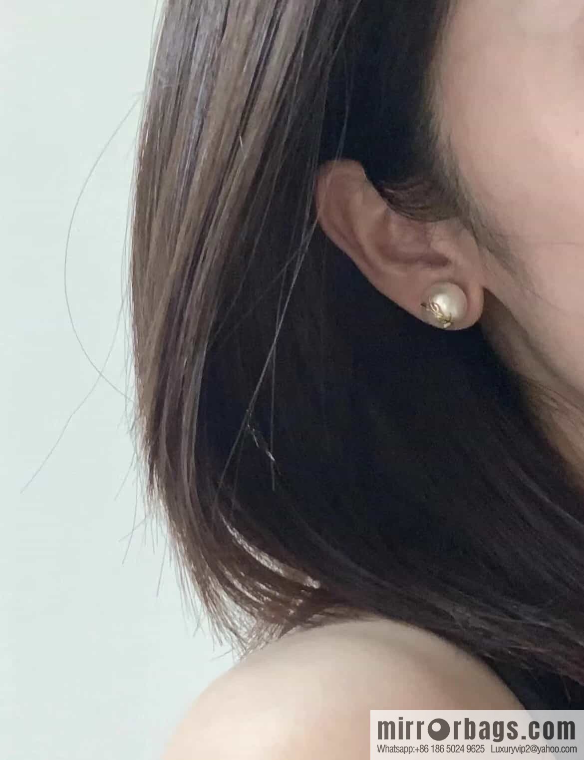 Saint Laurent YSL size pearl stud earrings