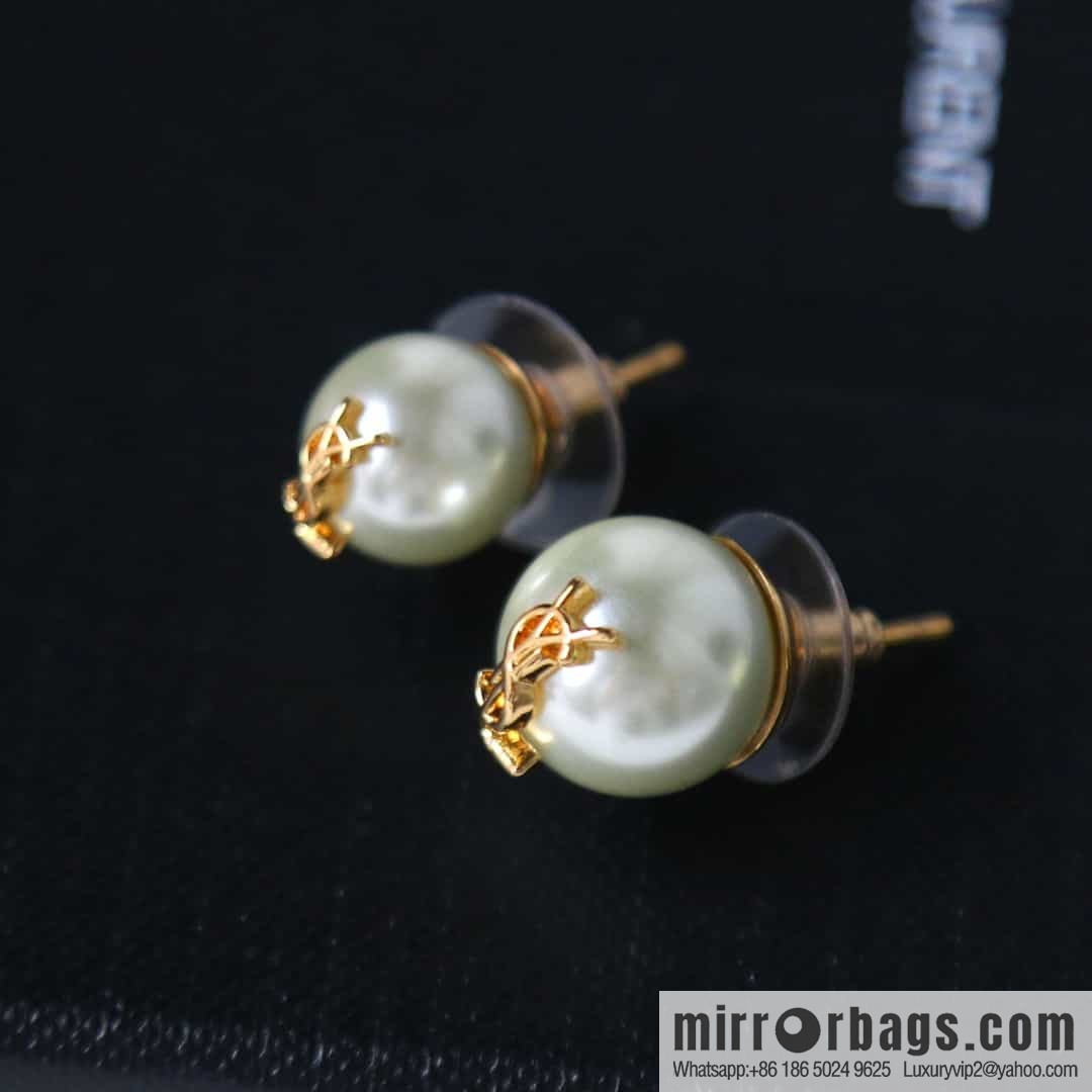 Saint Laurent YSL size pearl stud earrings