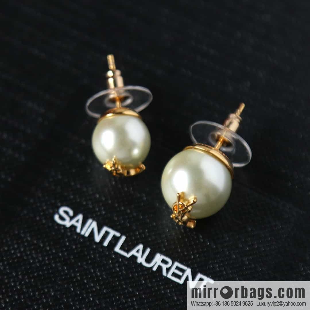 Saint Laurent YSL size pearl stud earrings