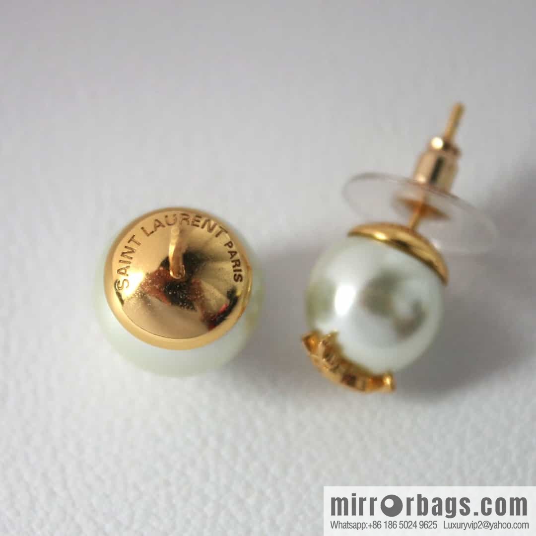 Saint Laurent YSL size pearl stud earrings