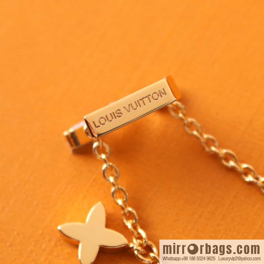 Louis Vuitton LV pink enamel necklace bracelet
