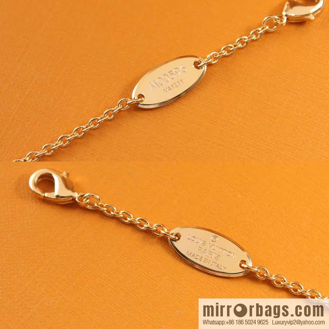 Louis Vuitton LV pink enamel necklace bracelet