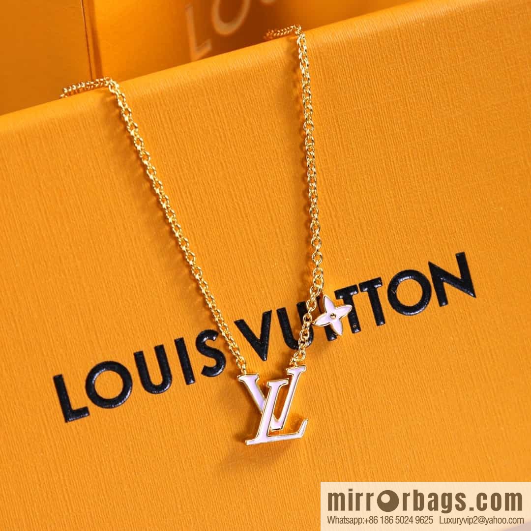 Louis Vuitton LV pink enamel necklace bracelet