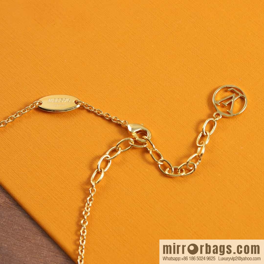 Louis Vuitton LV pink enamel necklace bracelet