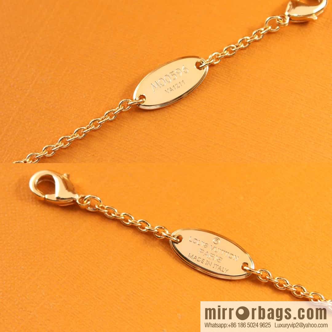 Louis Vuitton LV pink enamel necklace bracelet