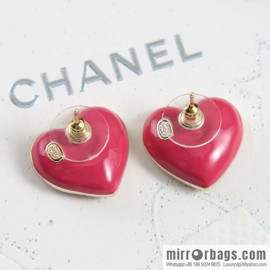 New ☑️ Chanel C1 double c gradual change pink diamond love peach heart earrings earrings