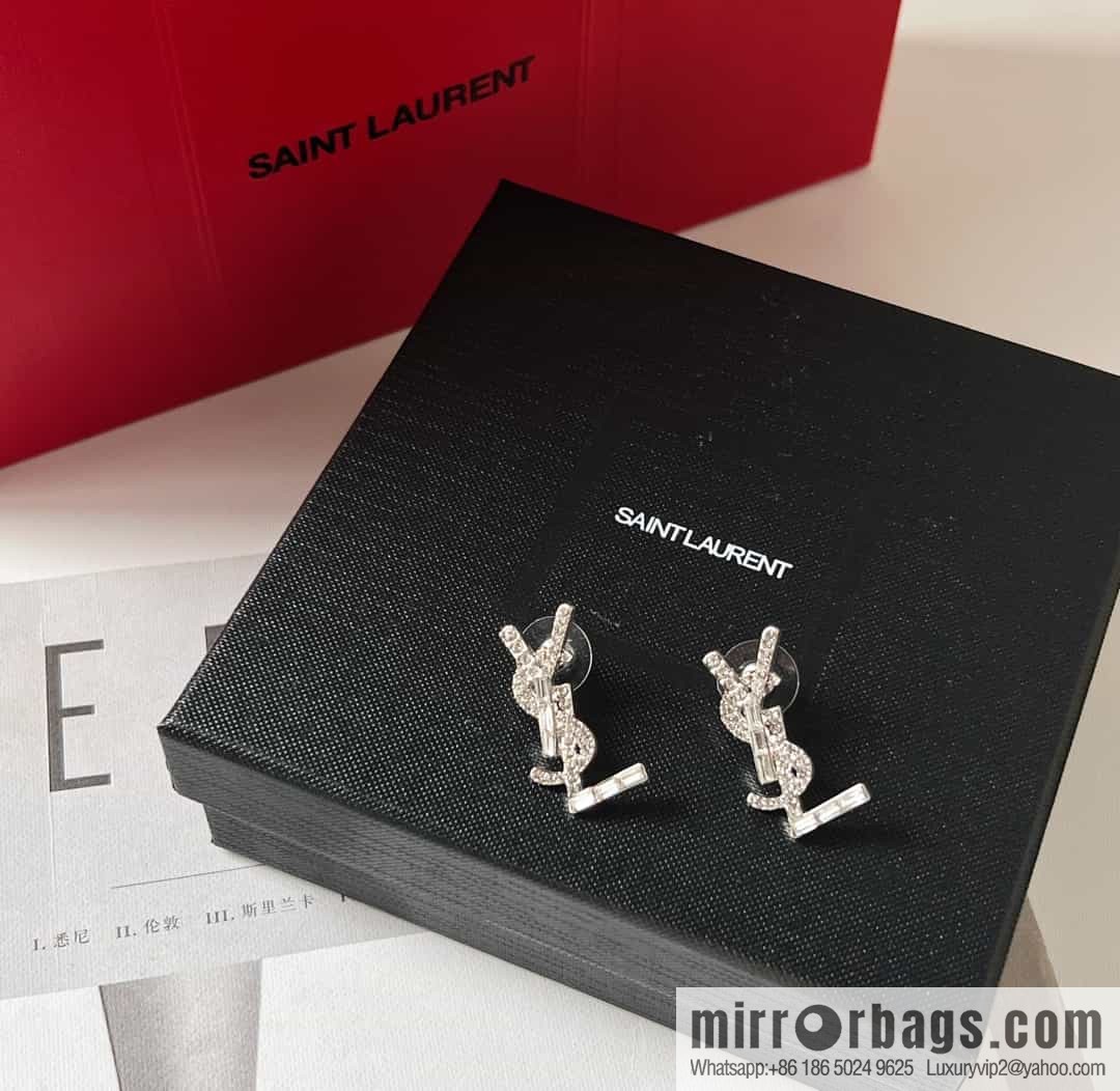 Saint Laurent silver YSL stud earrings