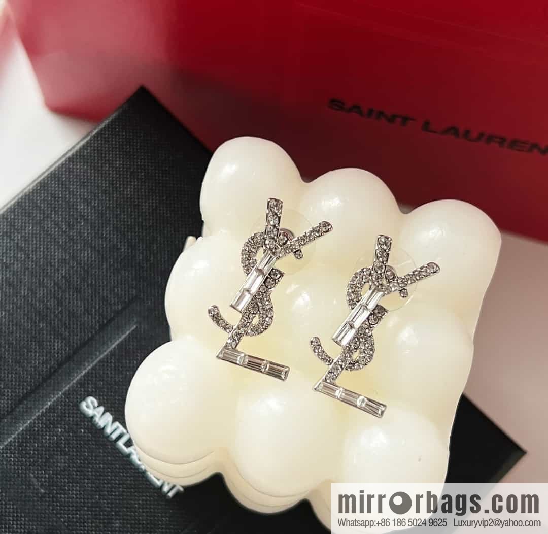Saint Laurent silver YSL stud earrings