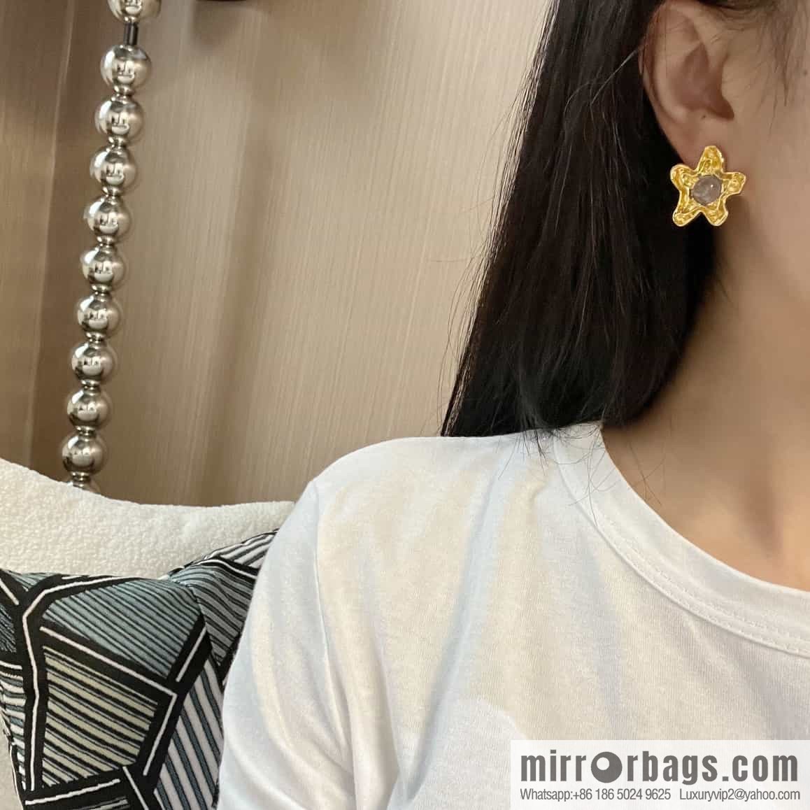 New Celine pentagram amethyst stud earrings
