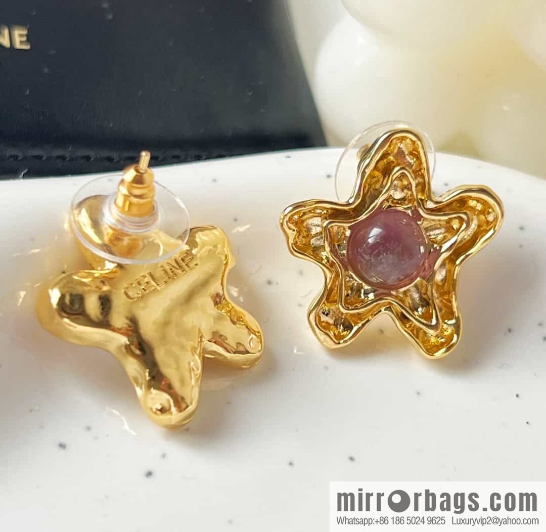 New Celine pentagram amethyst stud earrings