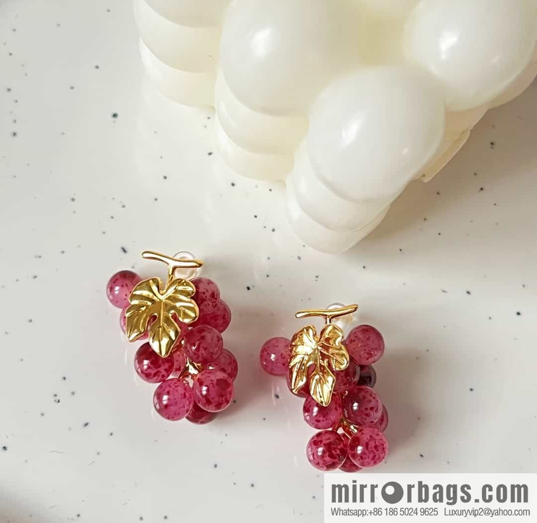 New Celine gold leaf amethyst grape π stud earrings