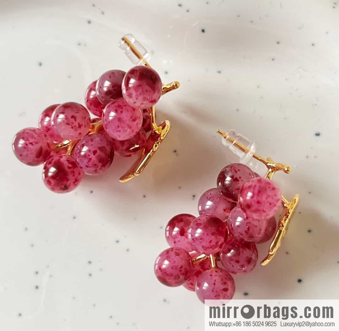 New Celine gold leaf amethyst grape π stud earrings