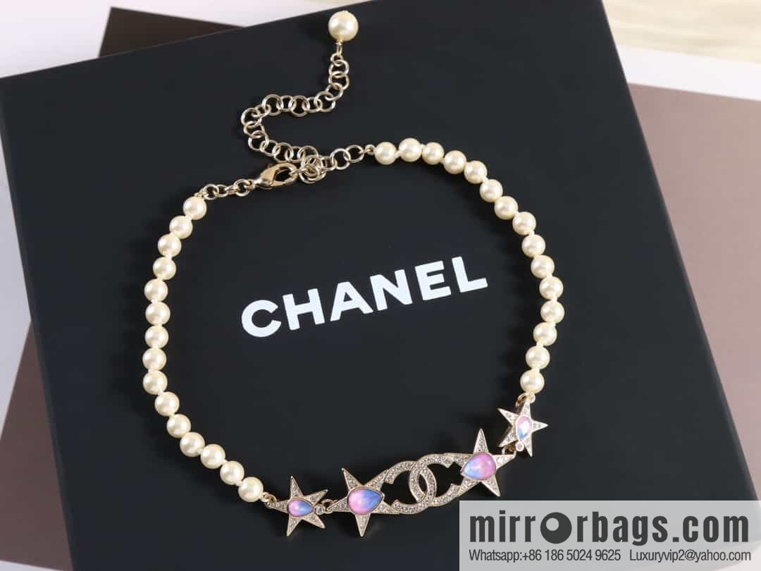 New ☑️ Chanel Double C Pentagram ⭐ Star Pearl Necklace