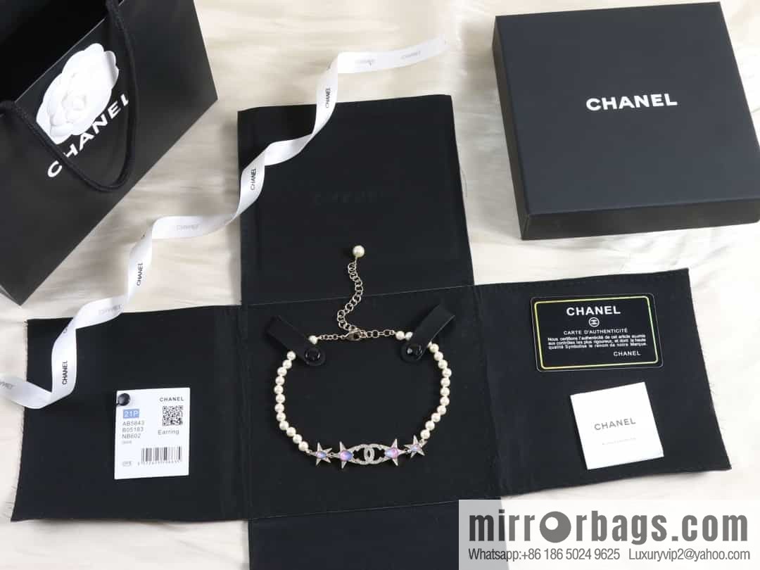 New ☑️ Chanel Double C Pentagram ⭐ Star Pearl Necklace