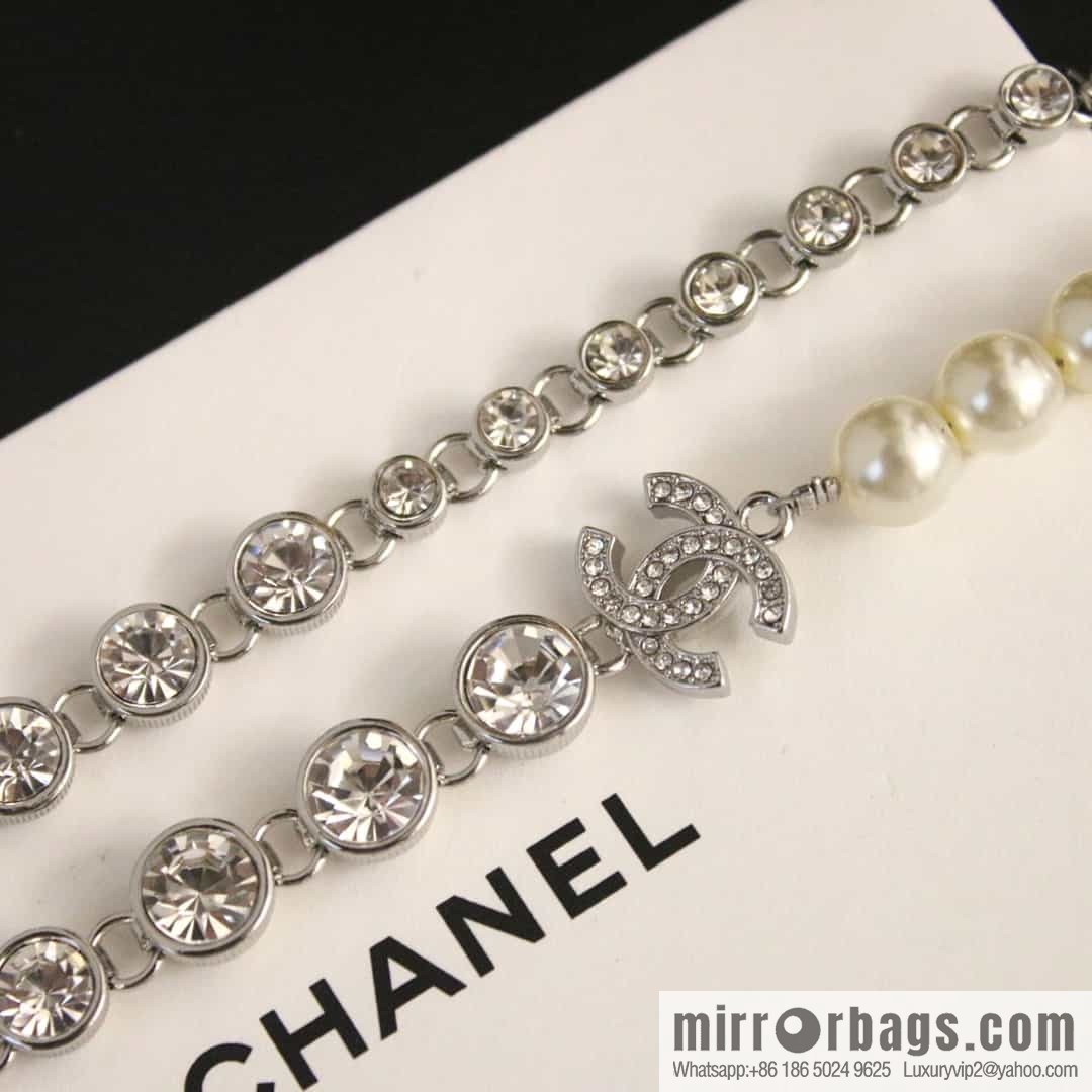 New ☑️ Chanel double c half pearl half diamond necklace