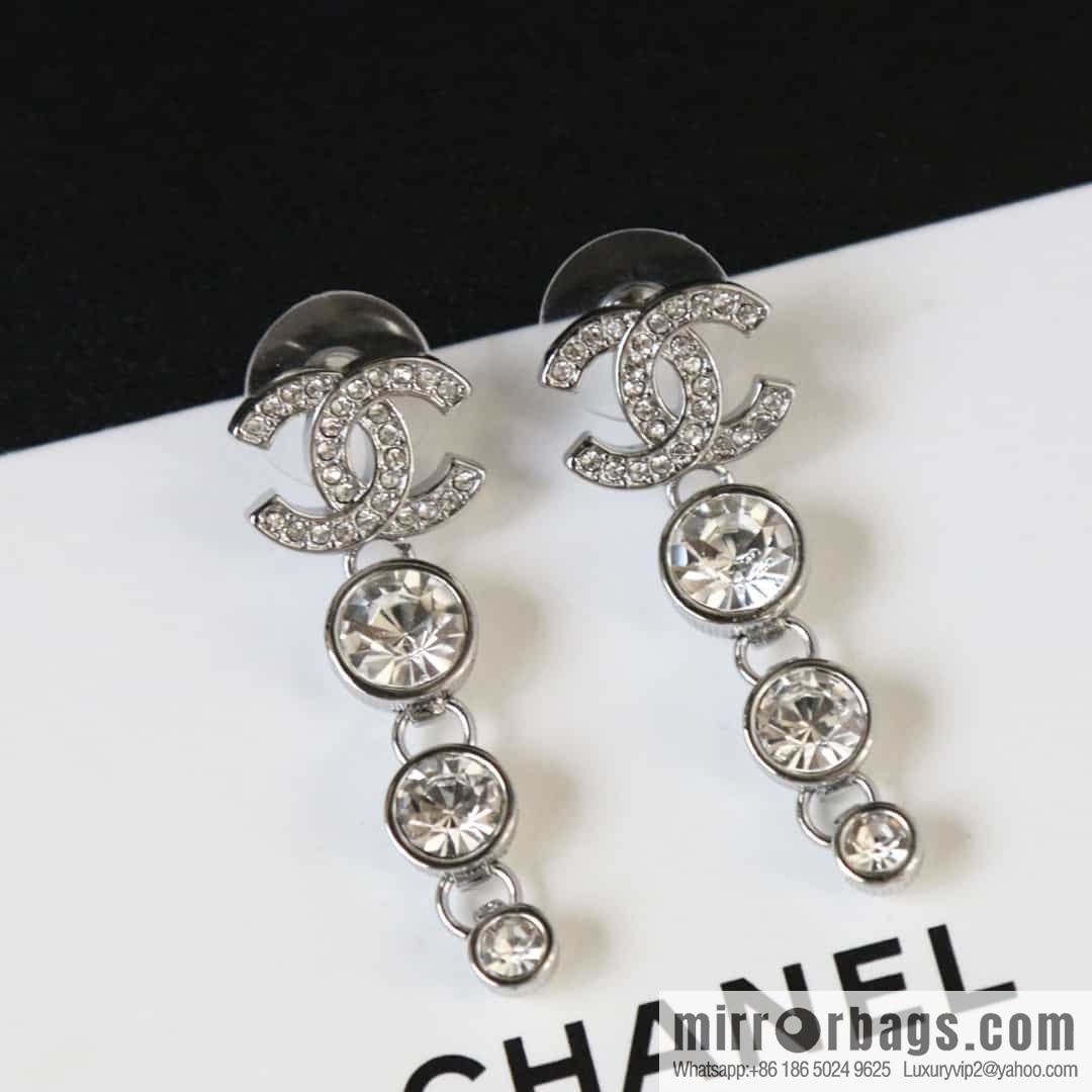 New ☑️ Chanel C4 double c round diamond stud earrings