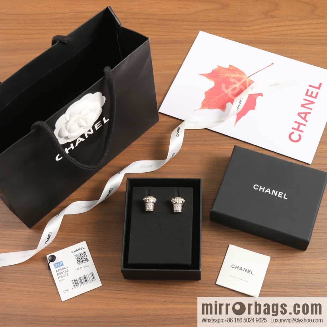 New ☑️ Chanel C1 double c full diamond flower pot stud earrings