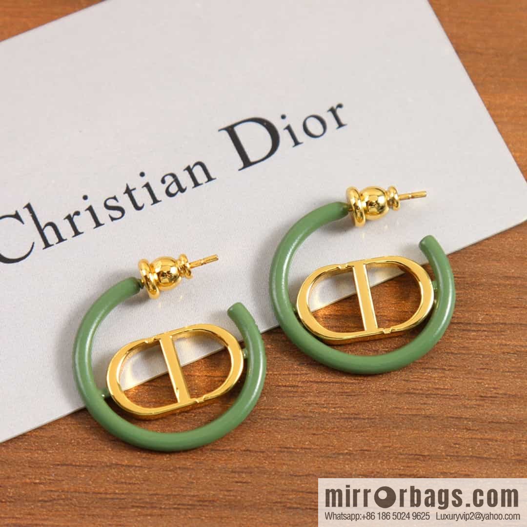 New ☑️ Dior green enamel CD stud earrings