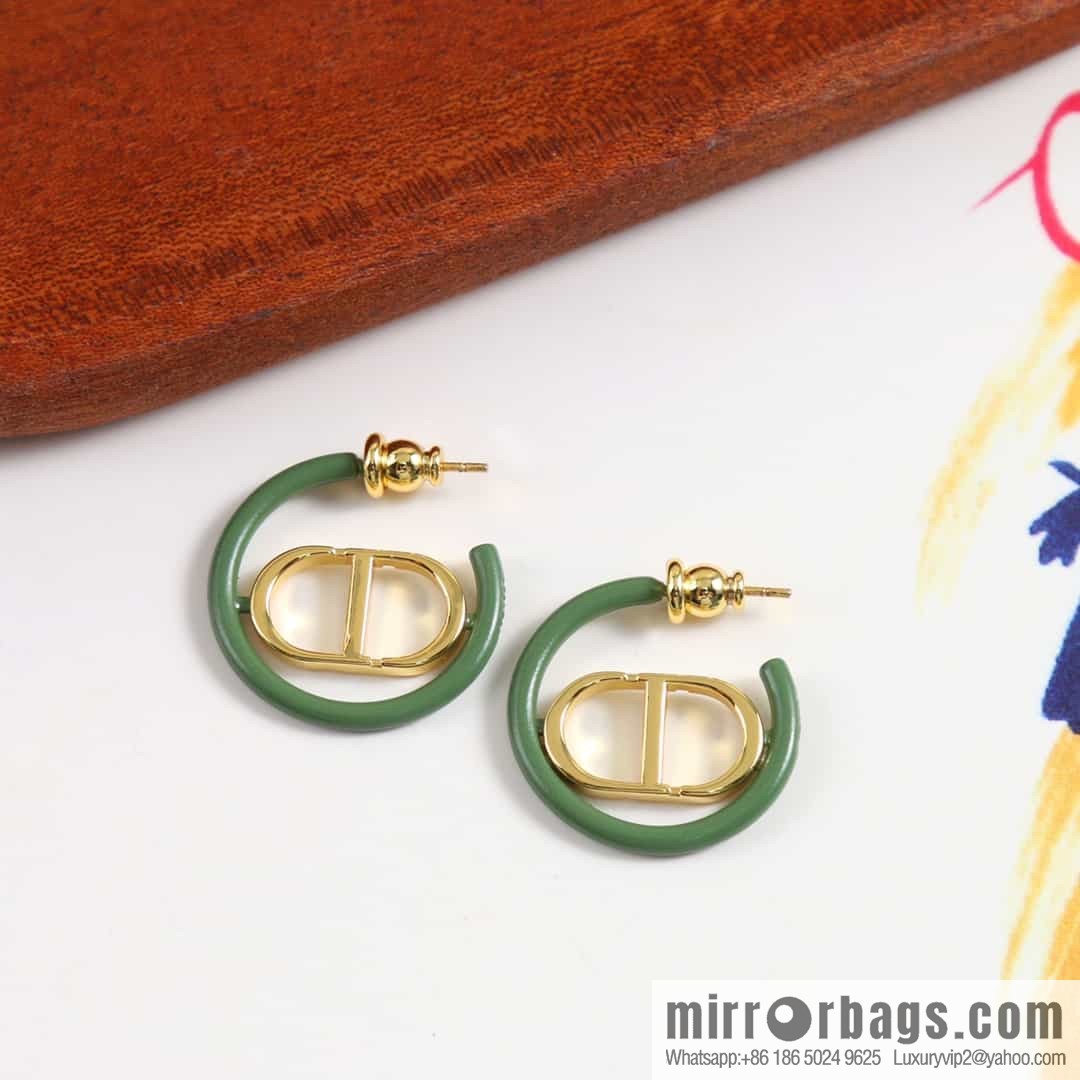 New ☑️ Dior green enamel CD stud earrings