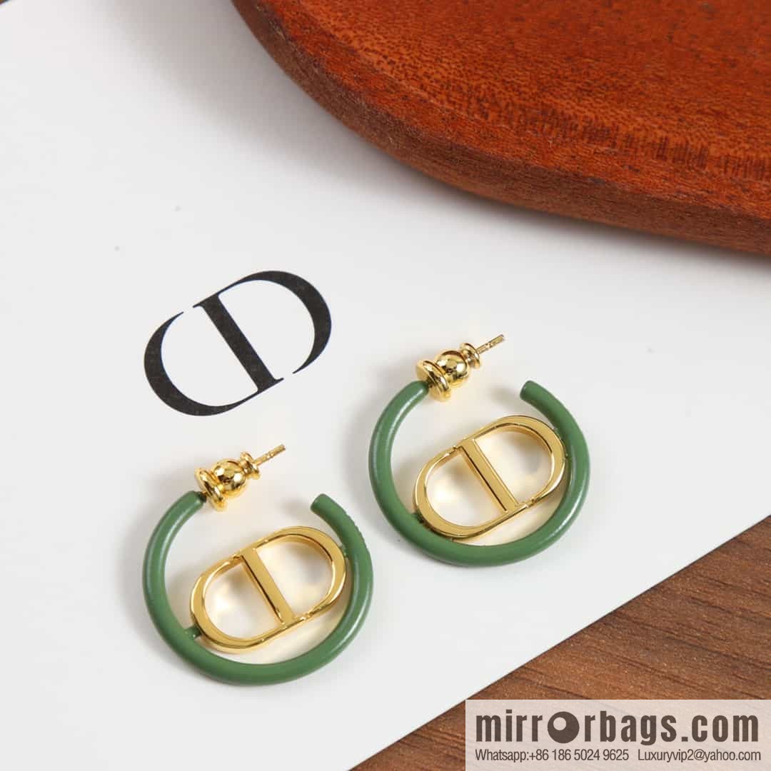 New ☑️ Dior green enamel CD stud earrings