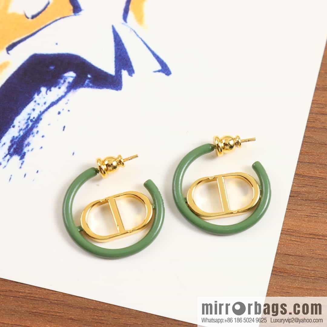 New ☑️ Dior green enamel CD stud earrings