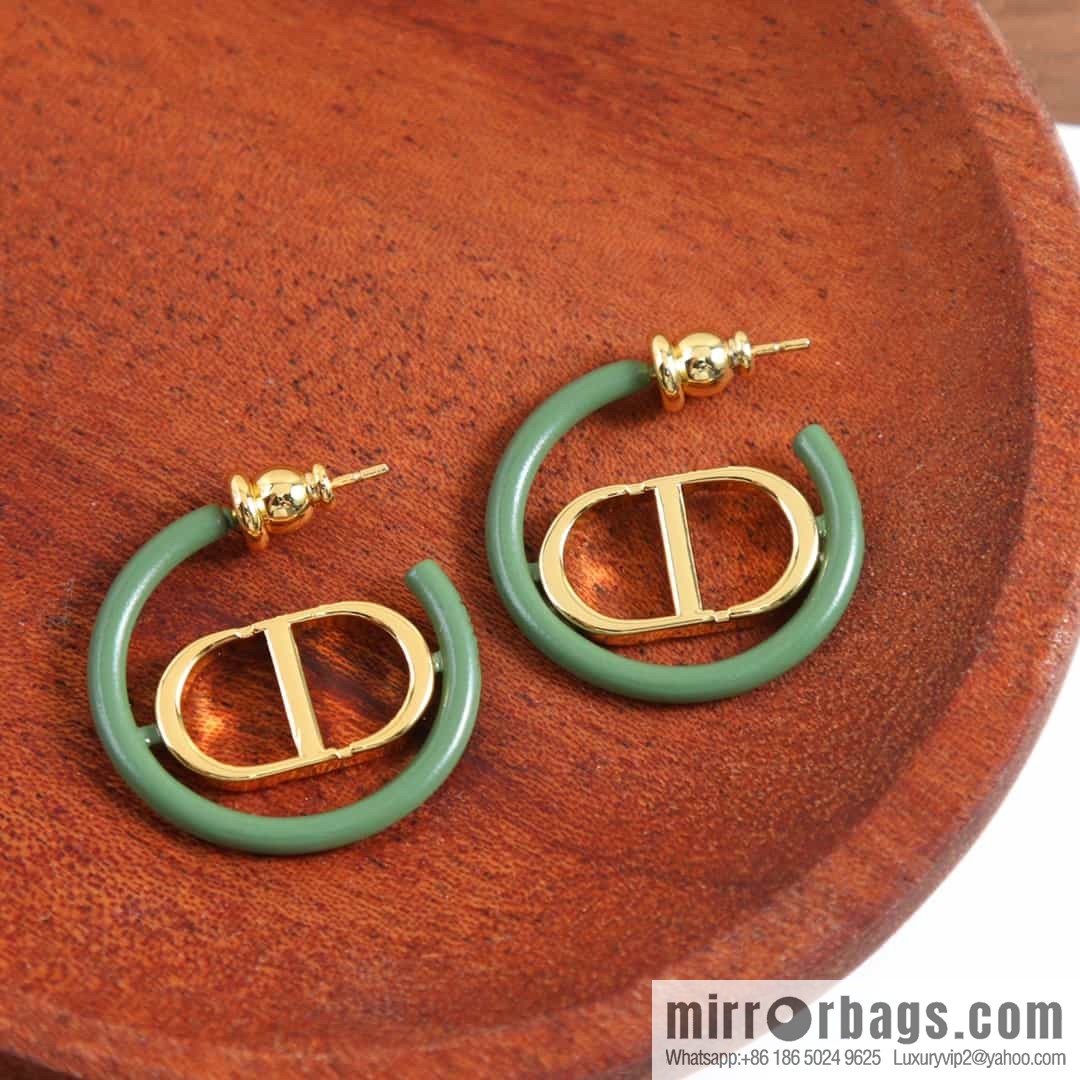 New ☑️ Dior green enamel CD stud earrings