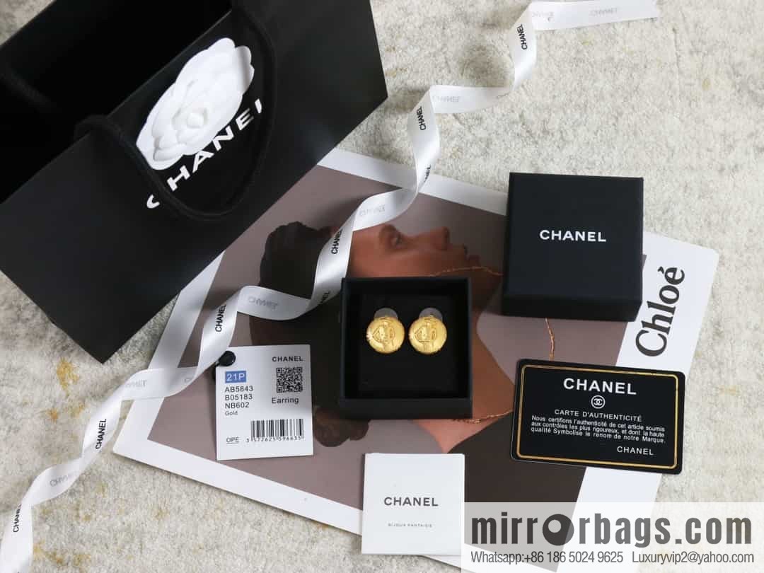 New ☑️ Chanel medieval series gold round earrings