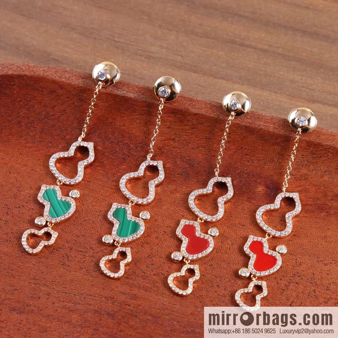 Qeelin unicorn cut-out full diamond agate malachite earrings
