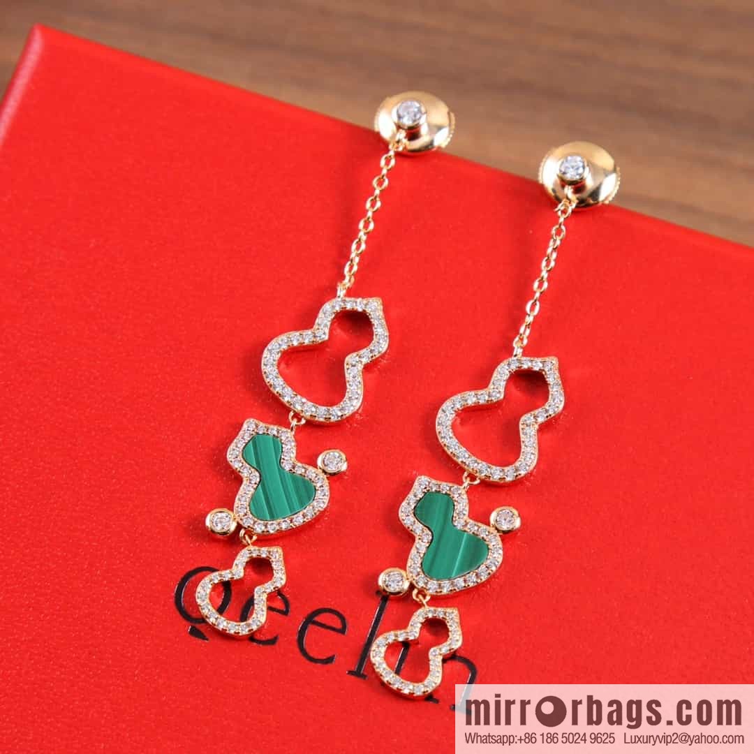 Qeelin unicorn cut-out full diamond agate malachite earrings