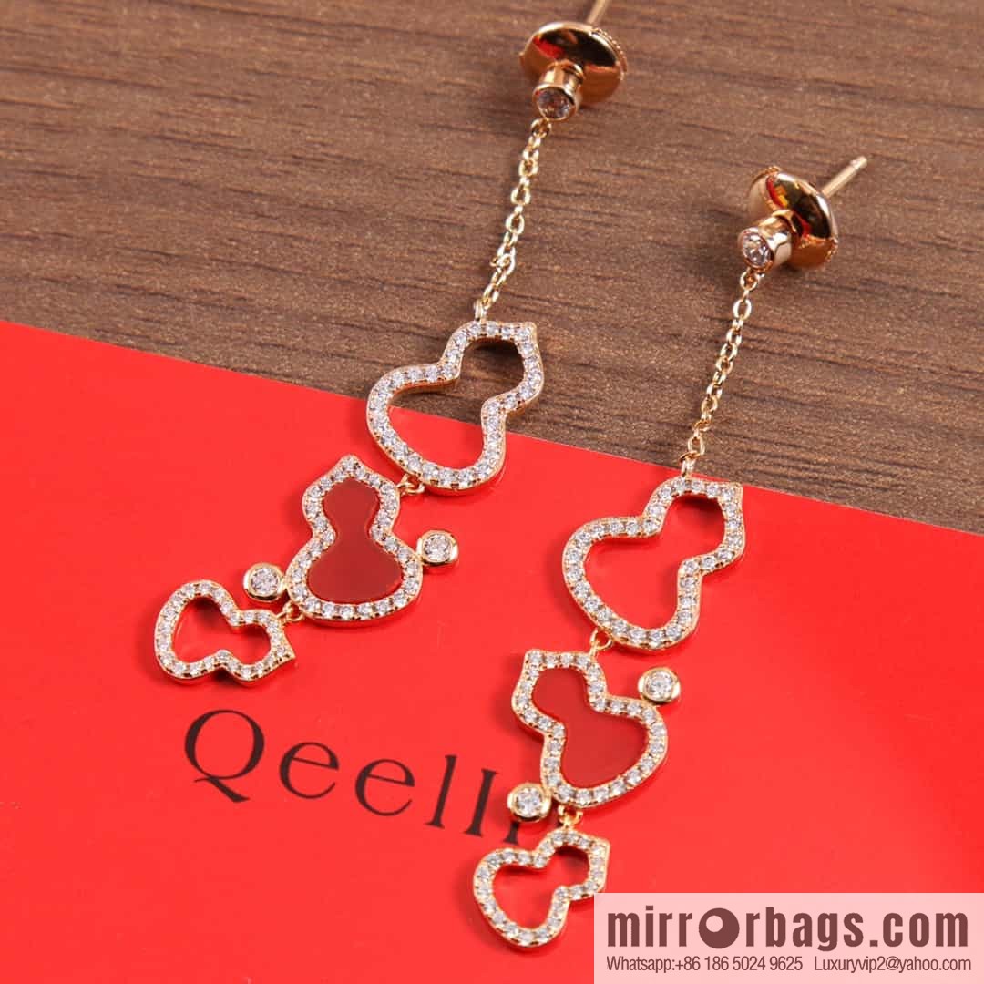Qeelin unicorn cut-out full diamond agate malachite earrings