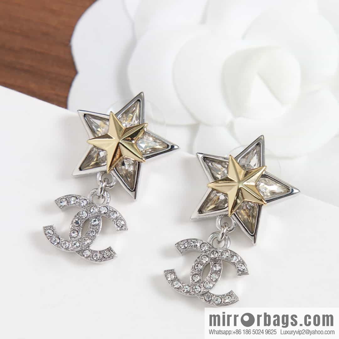 New ☑️ Chanel c2 full diamond double c pentagram earrings