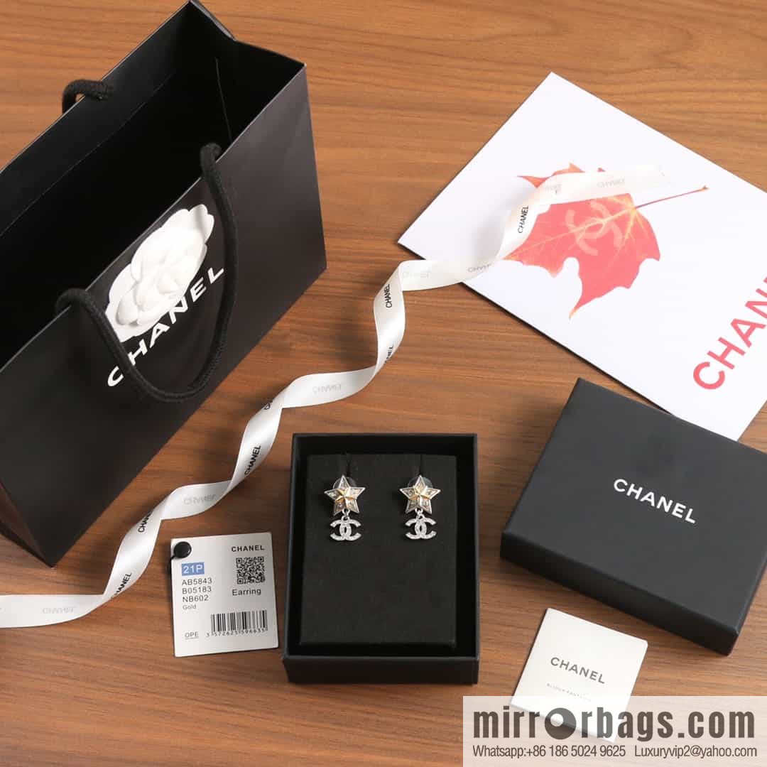 New ☑️ Chanel c2 full diamond double c pentagram earrings