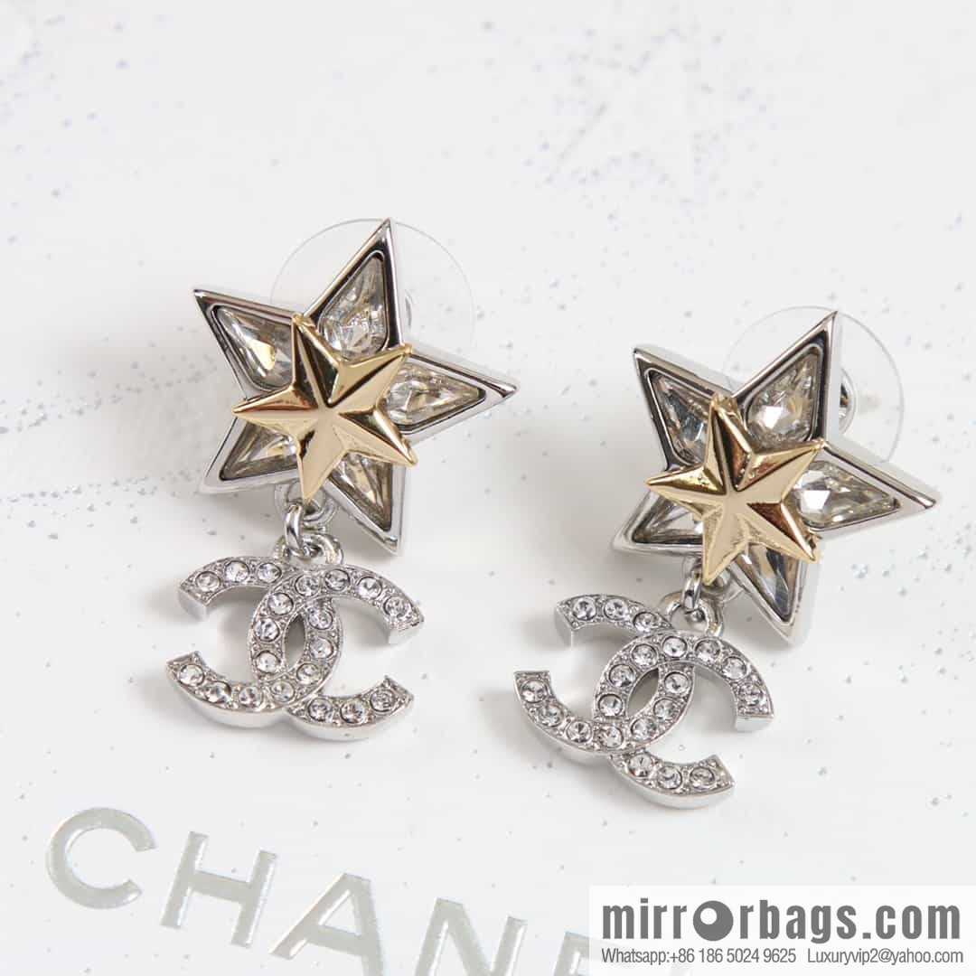 New ☑️ Chanel c2 full diamond double c pentagram earrings