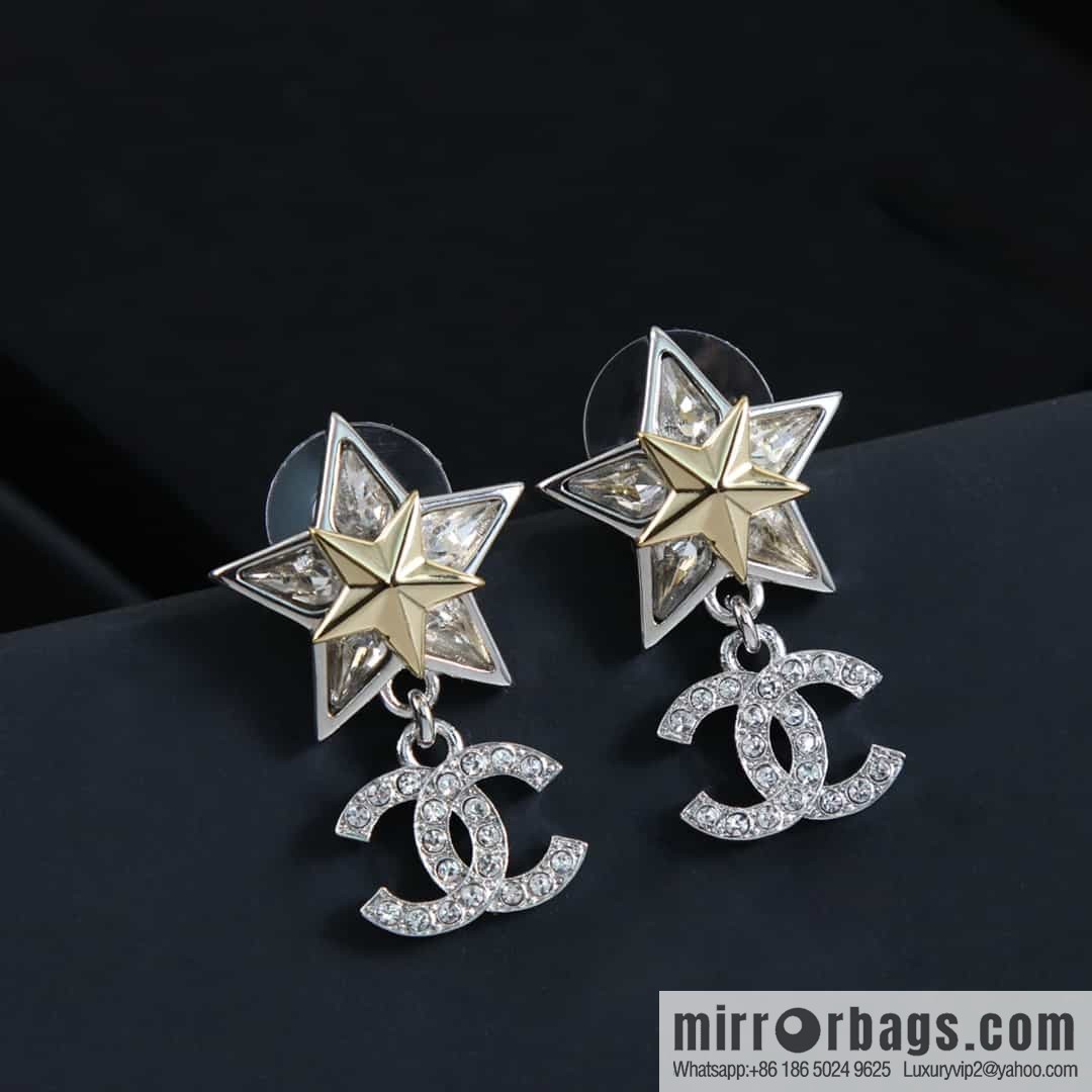 New ☑️ Chanel c2 full diamond double c pentagram earrings