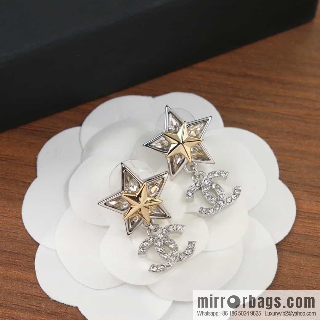 New ☑️ Chanel c2 full diamond double c pentagram earrings