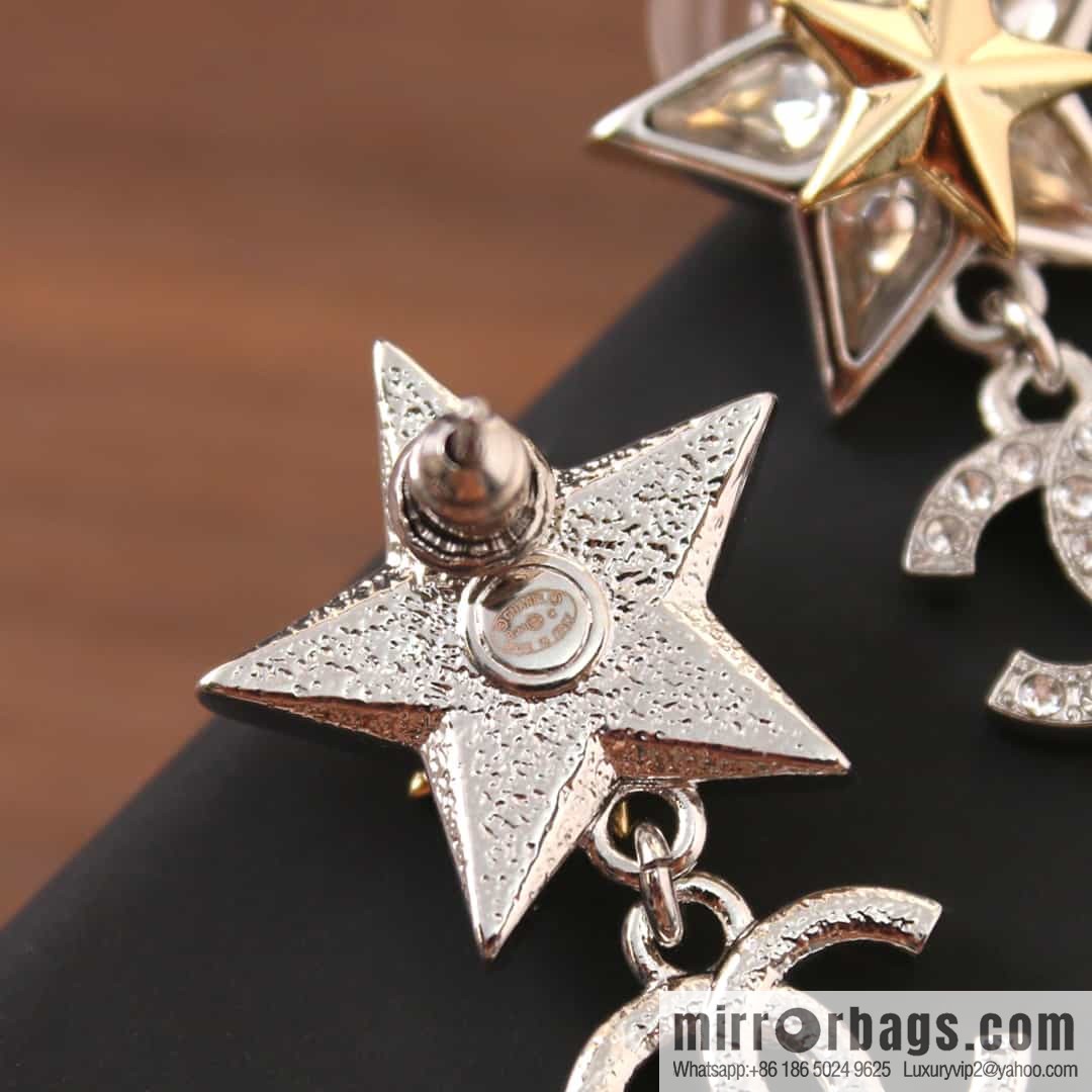 New ☑️ Chanel c2 full diamond double c pentagram earrings